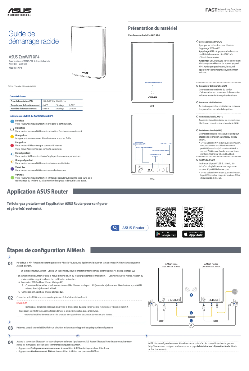 Page 1 of the manual Quick Start Guide Asus ZenWiFi AX Hybrid XP4