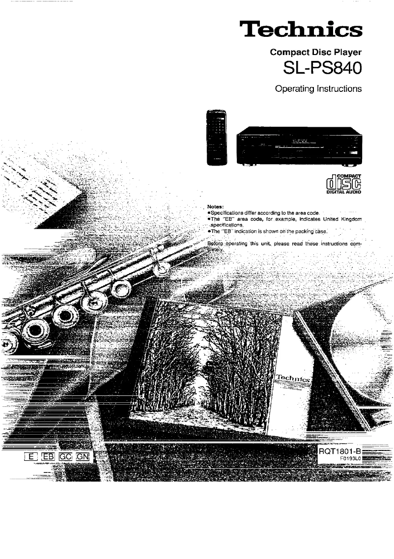 First page image of the manual for SL-PS840