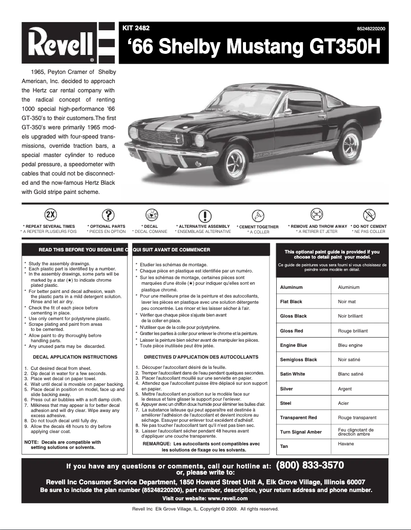 Page 1 of the manual User Manual Revell ‘66 Shelby Mustang GT350H
