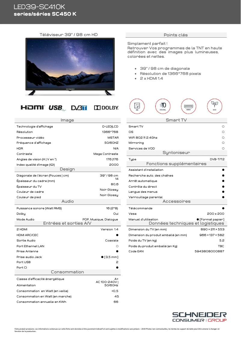 First page image of the manual for LED39-SC410K
