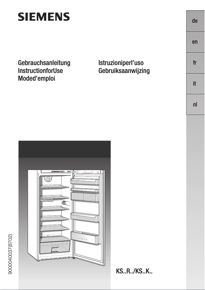 Page 1 of the manual User Manual Siemens KS30RV00