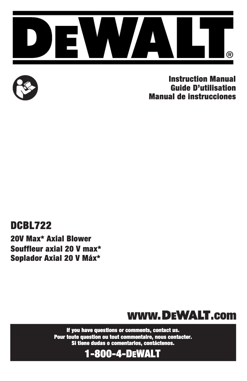 Page 1 of the manual User Manual DeWalt DCBL722