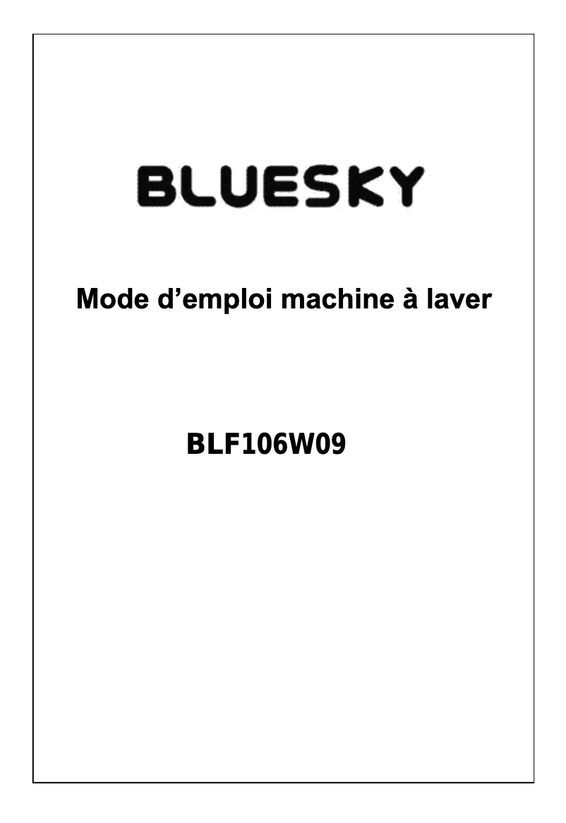 First page image of the manual for BLF 106 W 09