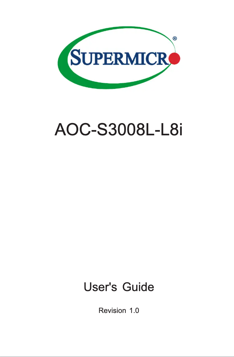 Page 1 of the manual User Manual Supermicro AOC-S3008L-L8I