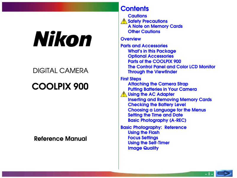 Page 1 of the manual User Manual Nikon A900