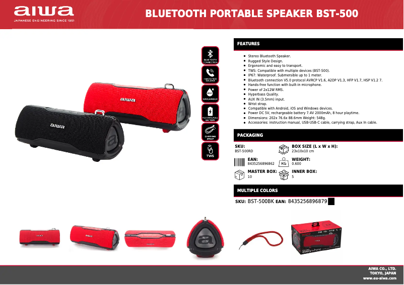 First page image of the manual for BST-500RD