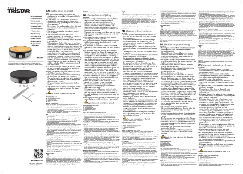 Page 1 of the manual User Manual TriStar BP-2638