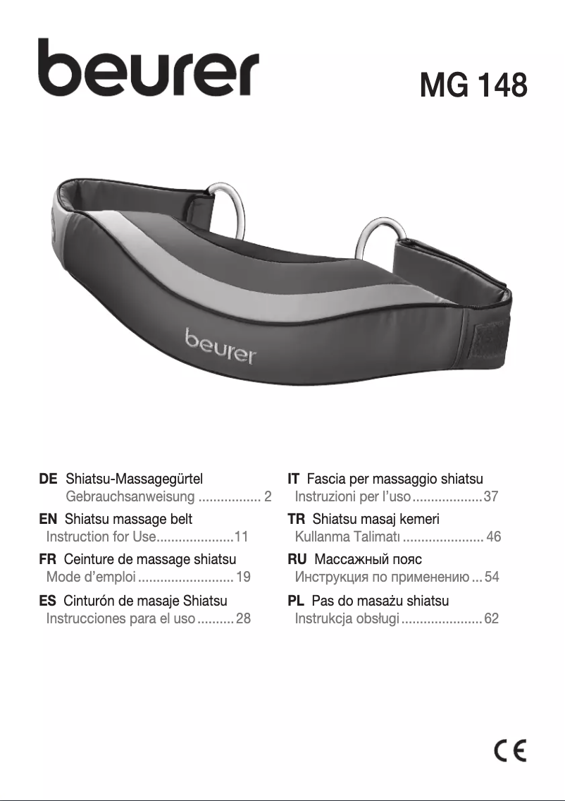 Page 1 of the manual User Manual Beurer MG 148