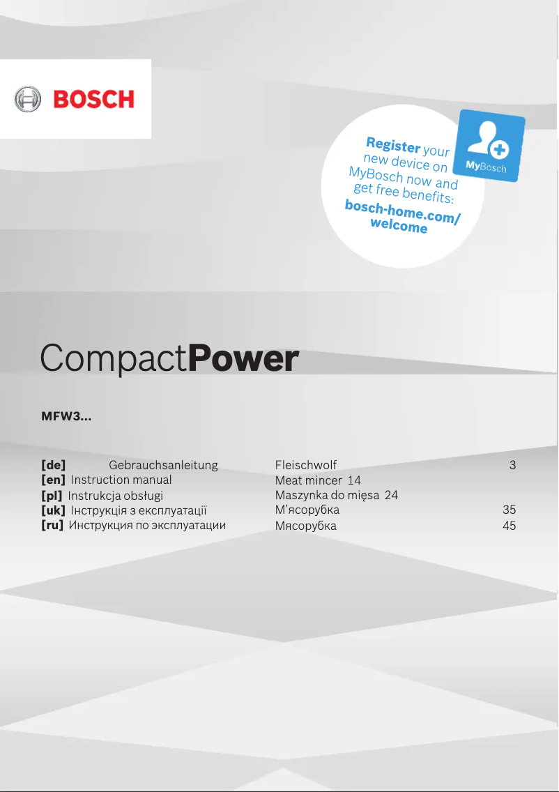 First page image of the manual for CompactPower MFW3600W