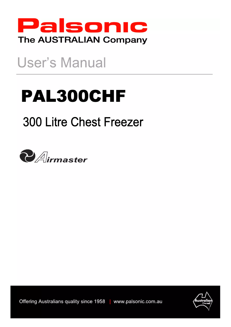 First page image of the manual for PAL300CHF