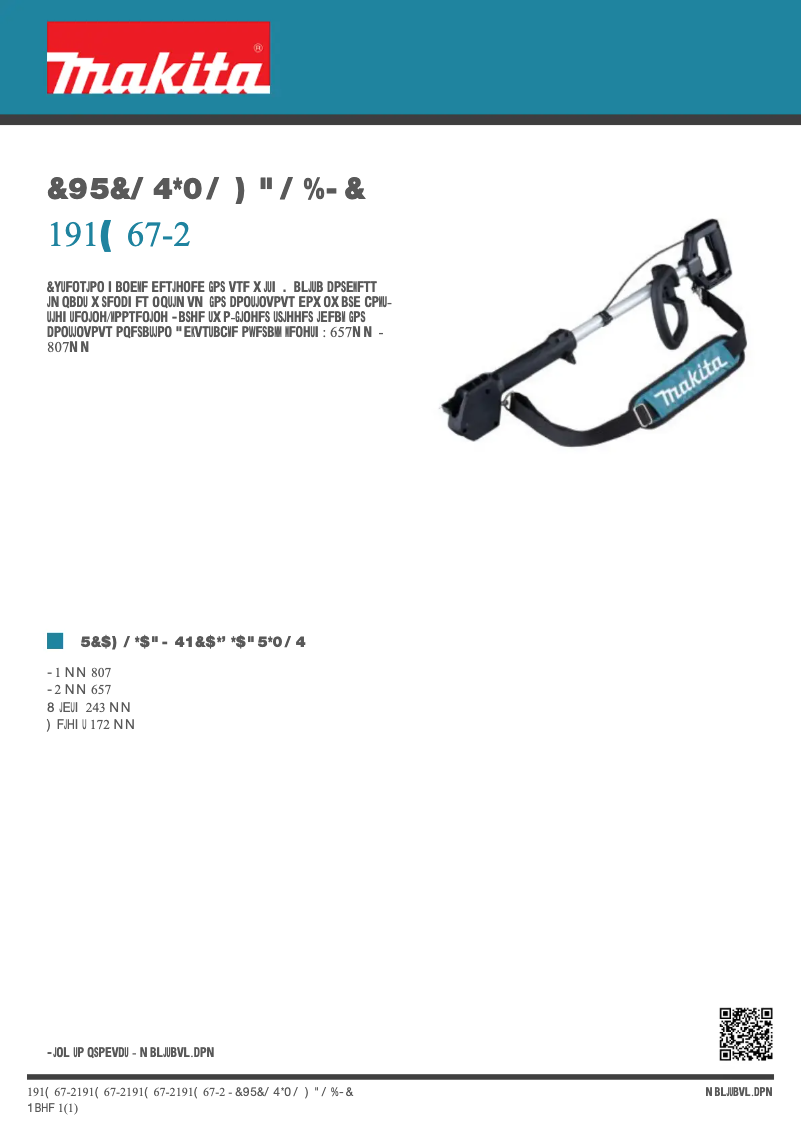Page 1 of the manual Technical Sheet Makita 191G67-2