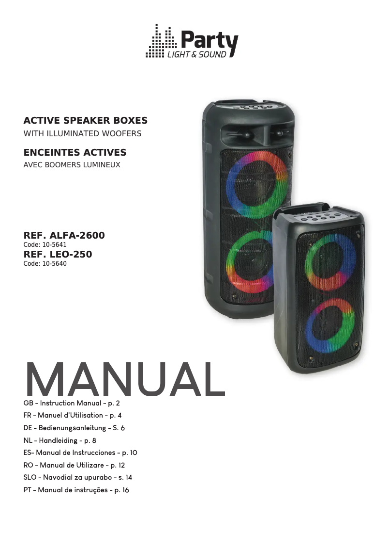 First page image of the manual for LEO-250