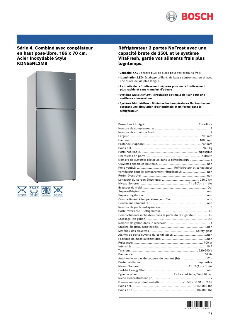 First page image of the manual for KDN55NL2M8