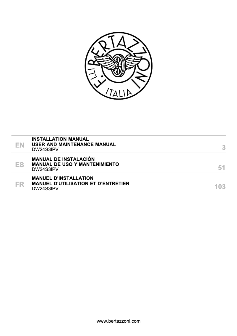 First page image of the manual for DW24S3IPV