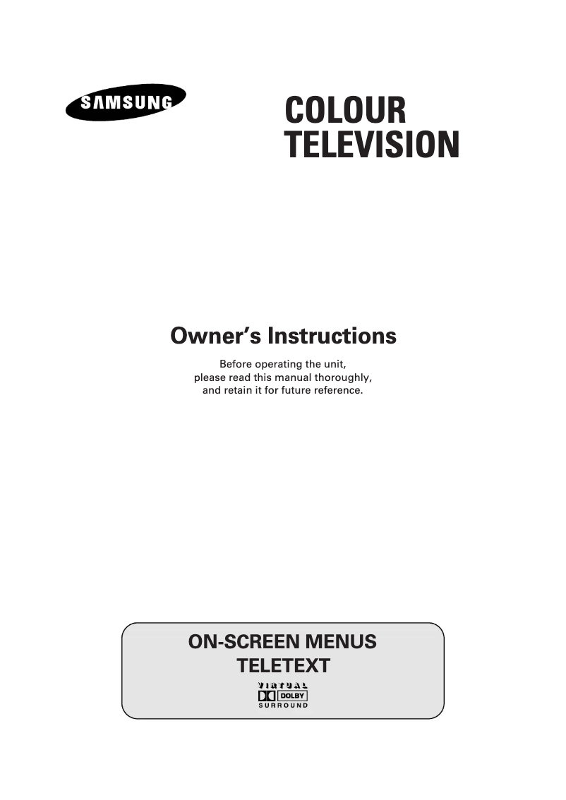 Page 1 of the manual User Manual Samsung WS-32M166VG
