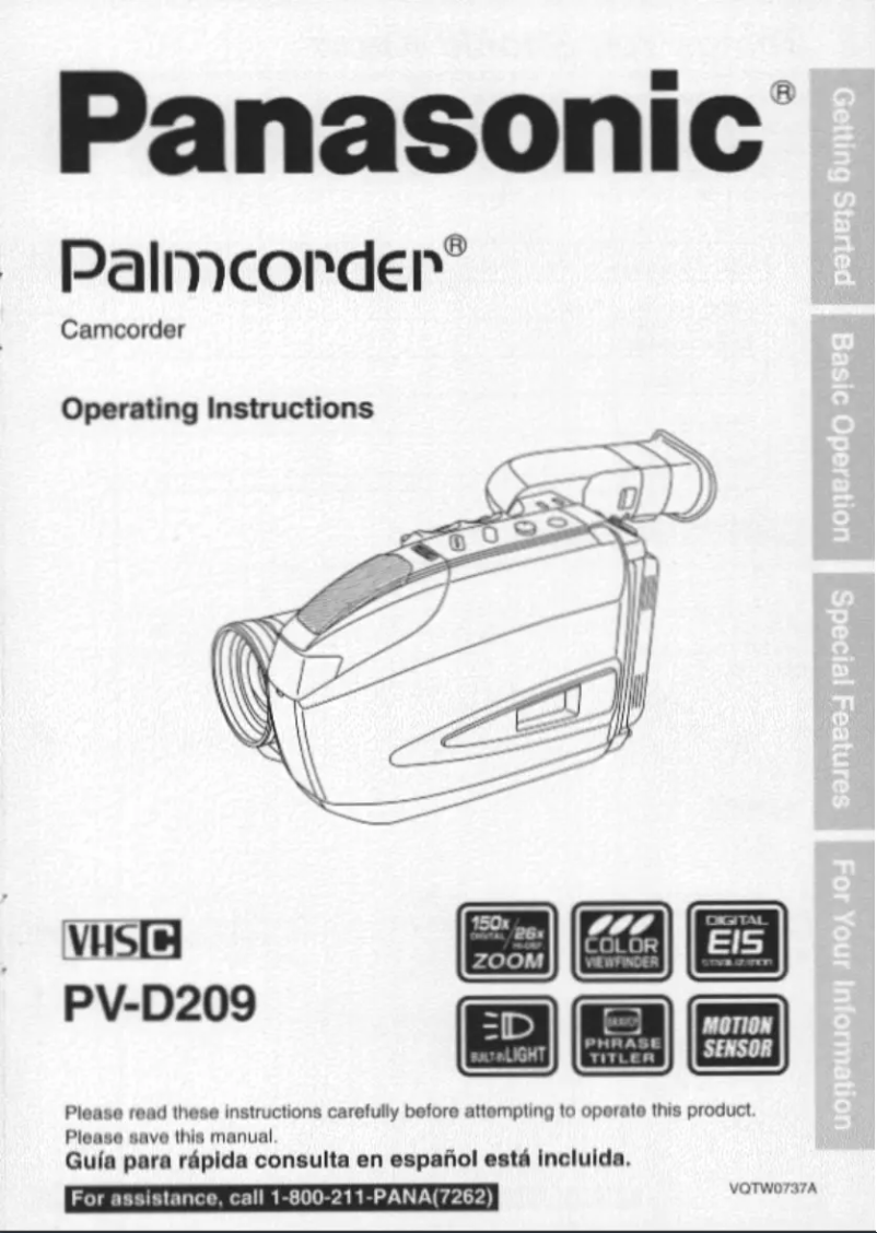 First page image of the manual for PV-D209