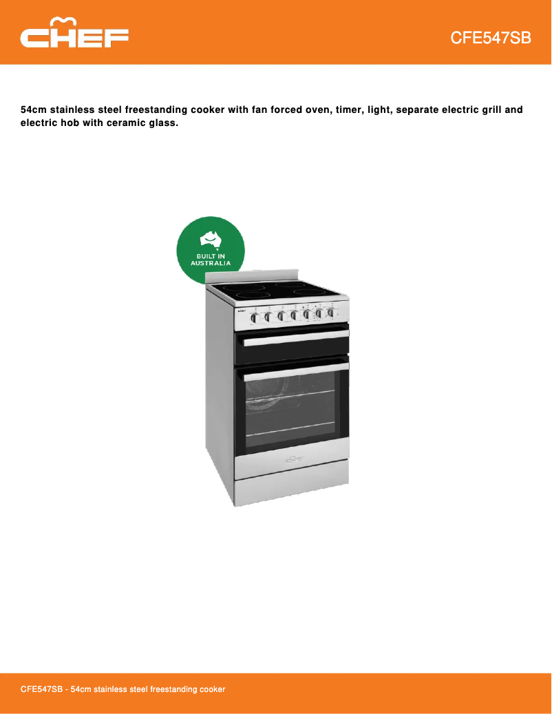 First page image of the manual for CFE547SB