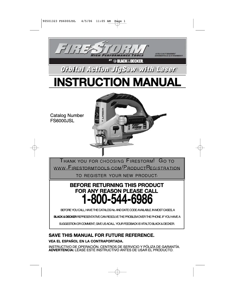 First page image of the manual for FS6000JSL