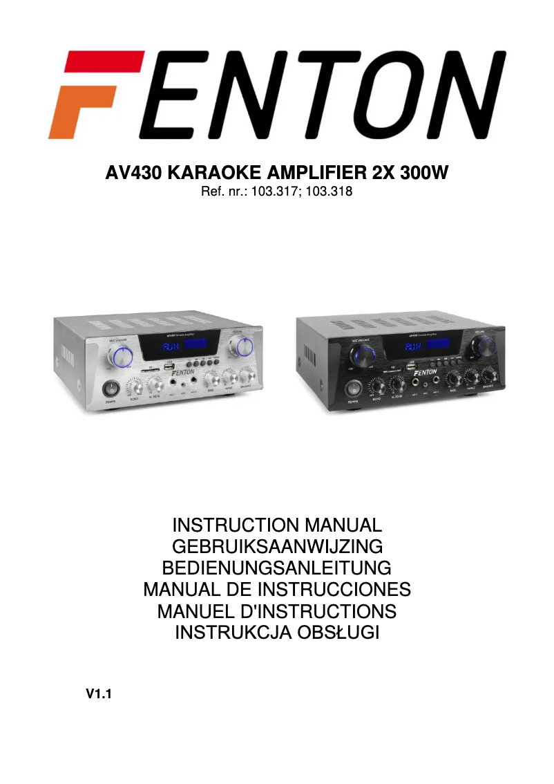 Page 1 of the manual User Manual Fenton AV430A