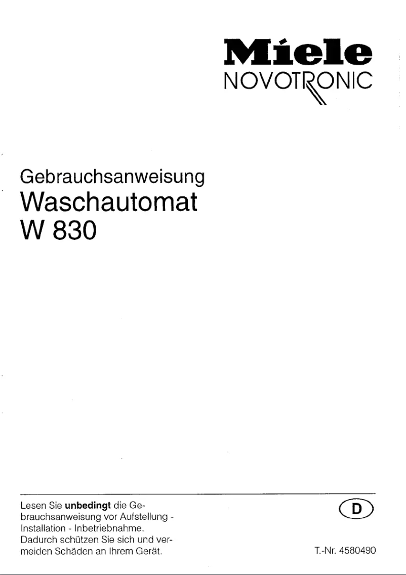 First page image of the manual for W 830