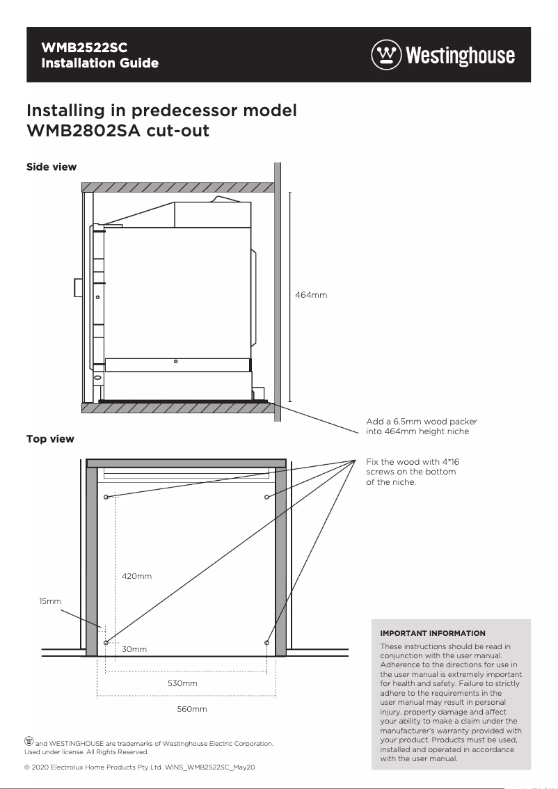 Image de la première page du manuel de l'appareil WMB2522SC