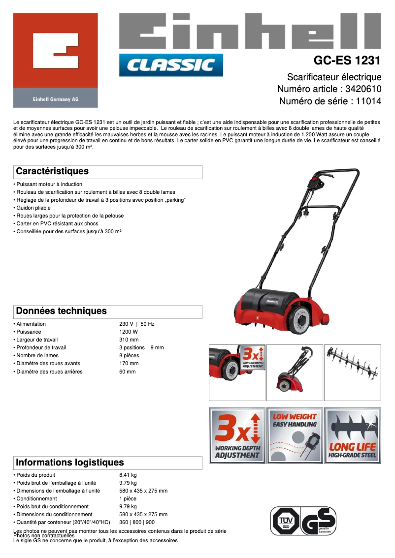 First page image of the manual for GC-ES 1231
