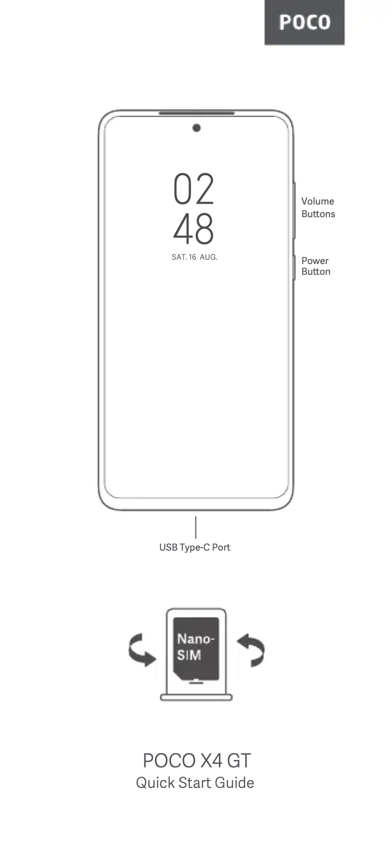Page 1 of the manual Quick Start Guide Xiaomi Poco X4 GT