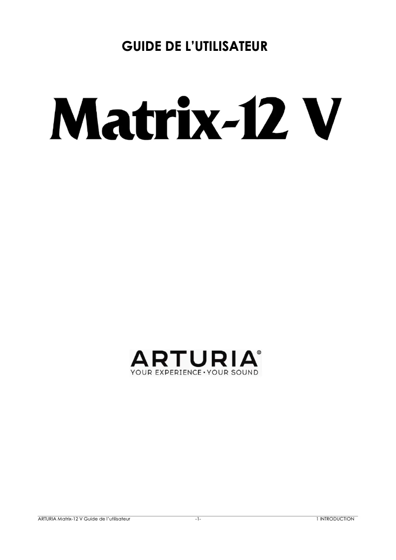 Page 1 of the manual User Manual Arturia Matrix-12 V