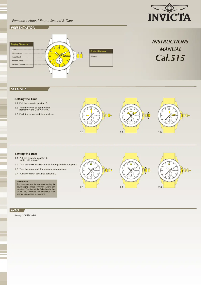 Page 1 of the manual User Manual Invicta Pro Diver 27880