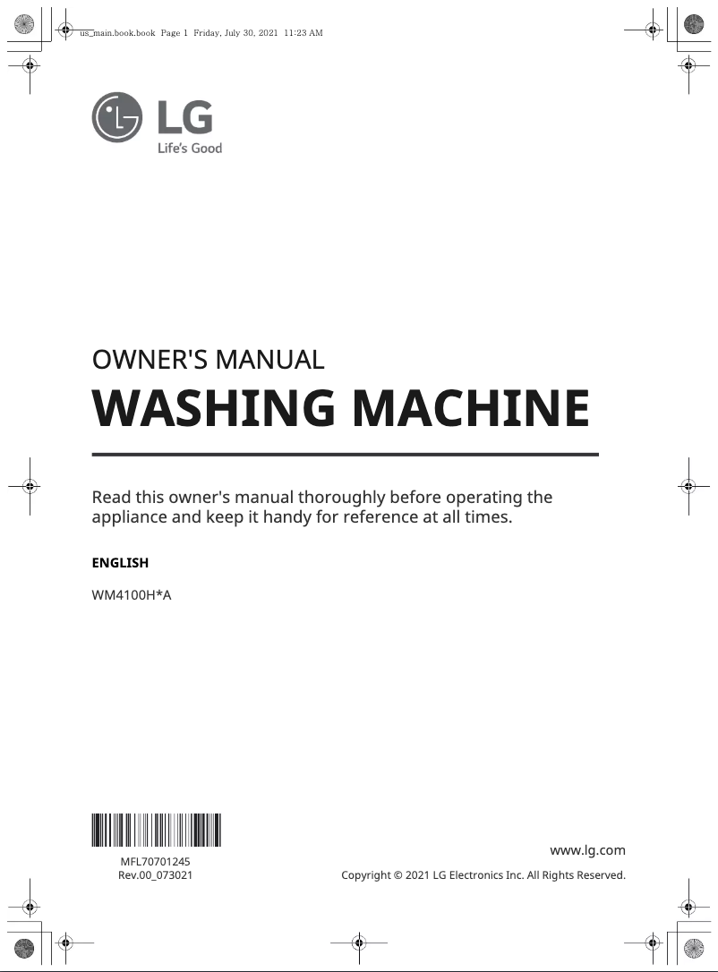 First page image of the manual for WM4100HBA