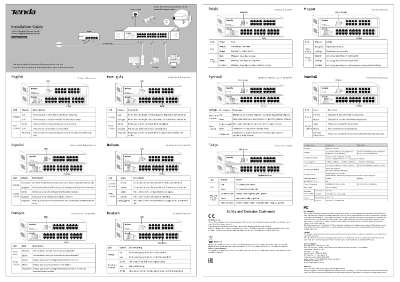 Page 1 of the manual Installation Guide Tenda TEG1024D