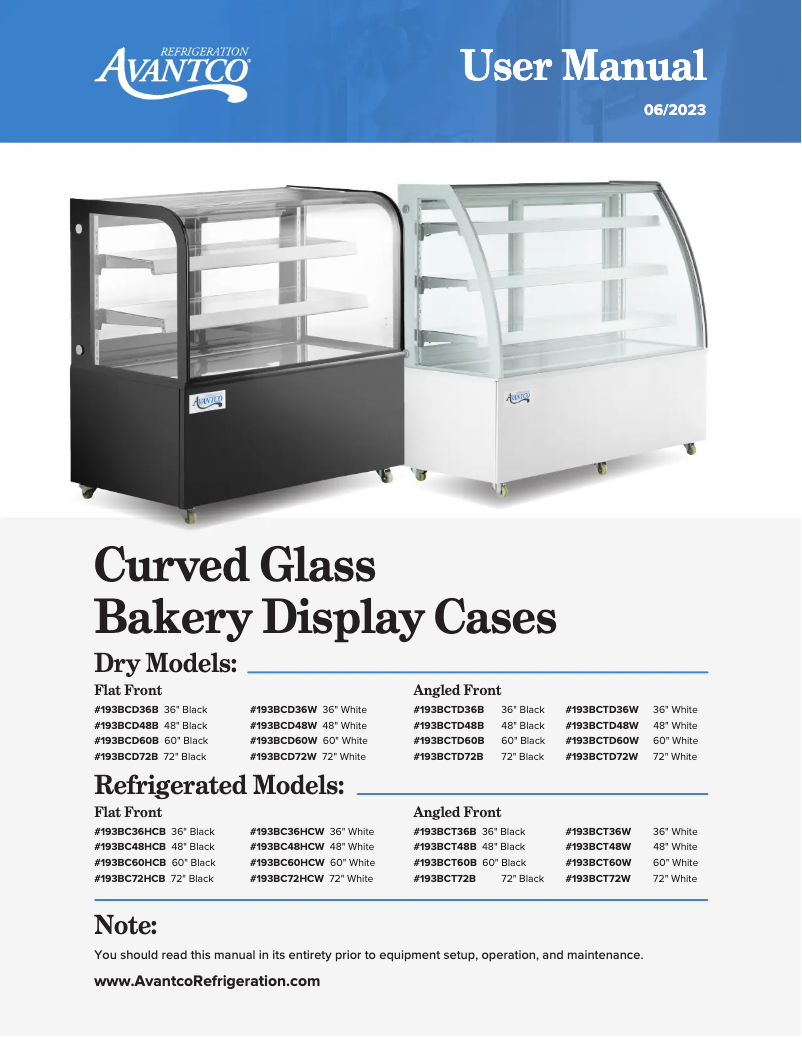 Page 1 of the manual User Manual Avantco BCT-36