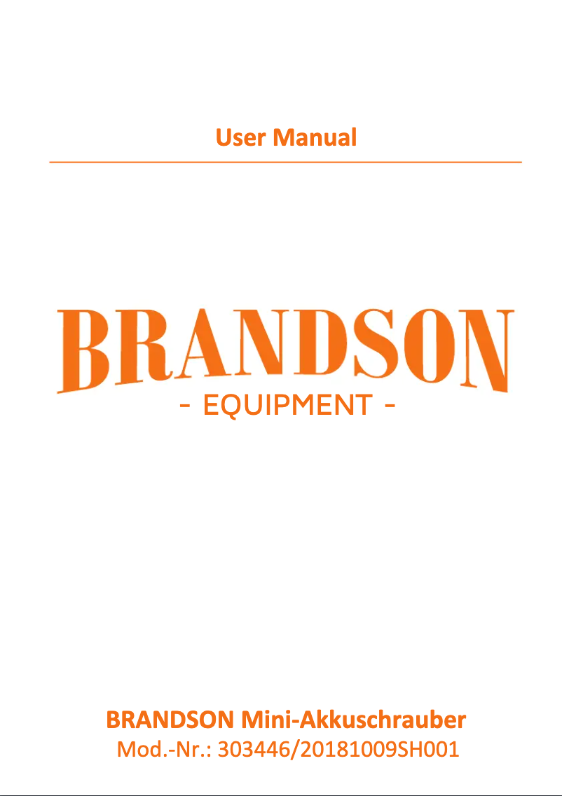 Page 1 of the manual User Manual Brandson 303446