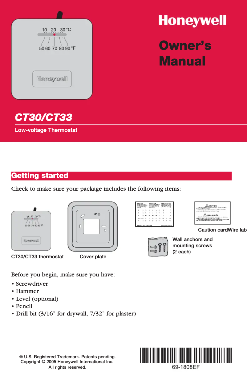 First page image of the manual for CT33