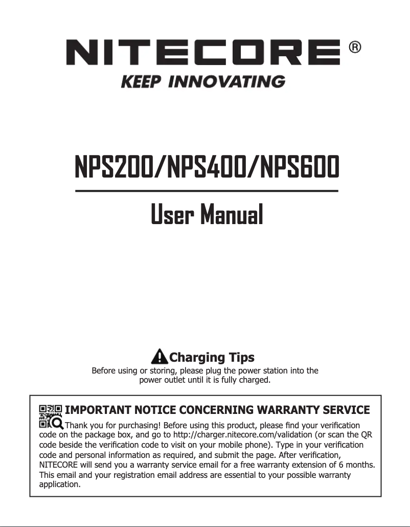 First page image of the manual for NPS600