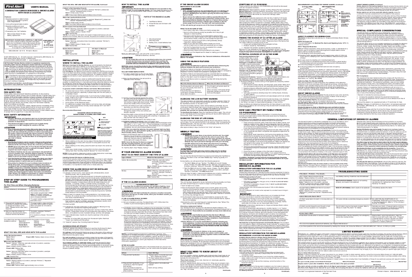 Page 1 of the manual User Manual First Alert PC900V