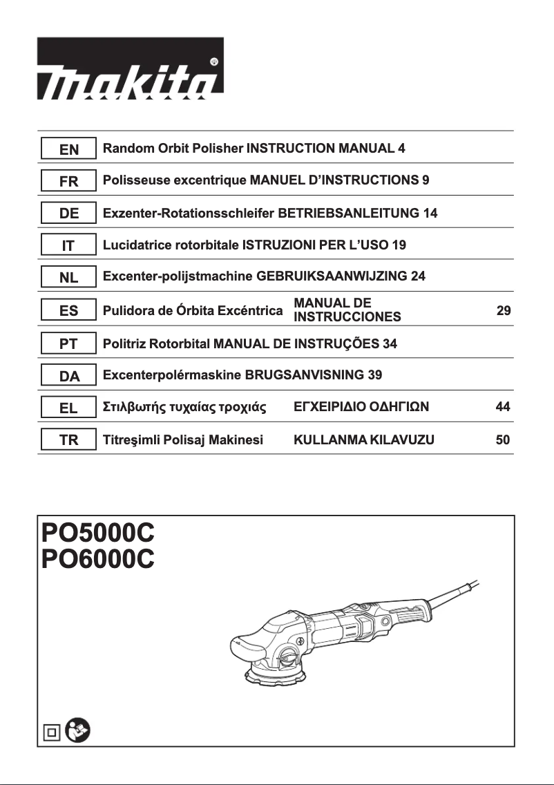 First page image of the manual for PO6000C