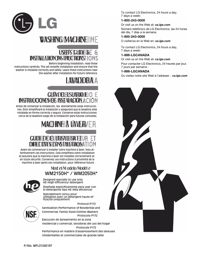 Page 1 of the manual User Manual LG WM2150HR