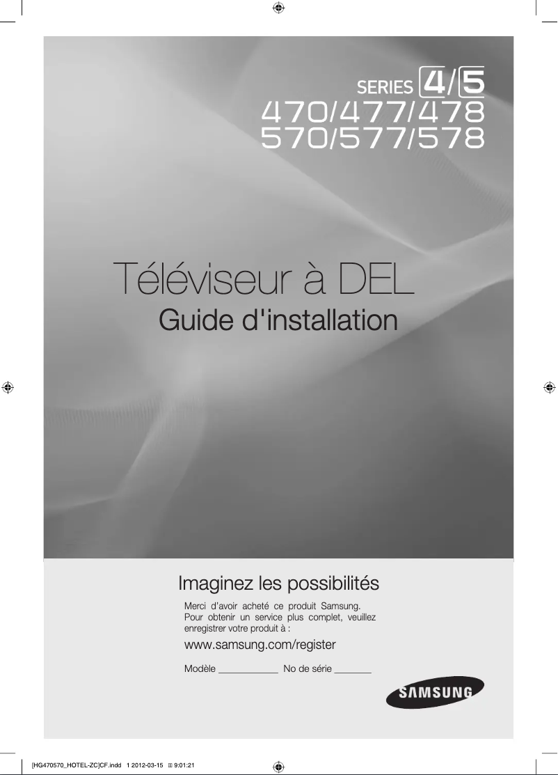 Page 1 of the manual Installation Guide Samsung HG32NA478GF
