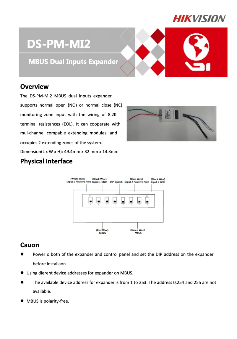 Page 1 of the manual User Manual Hikvision DS-PM-MI2