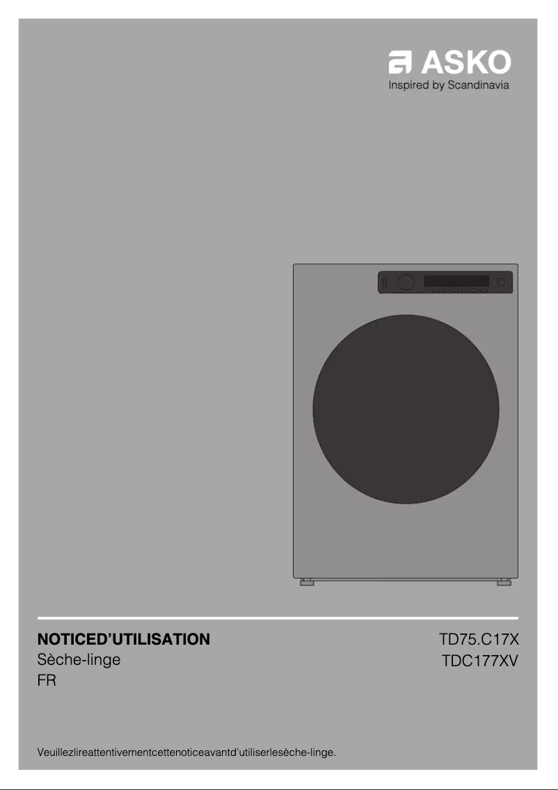 Page 1 of the manual User Manual Asko TDC1773VC.S