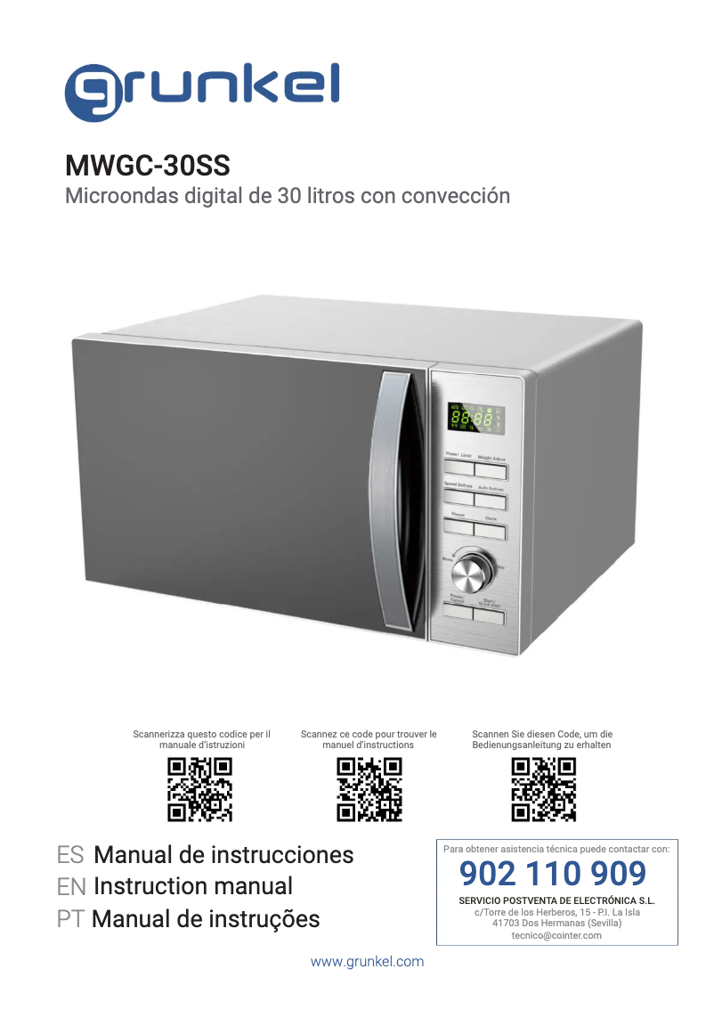 First page image of the manual for MWGC-30SS