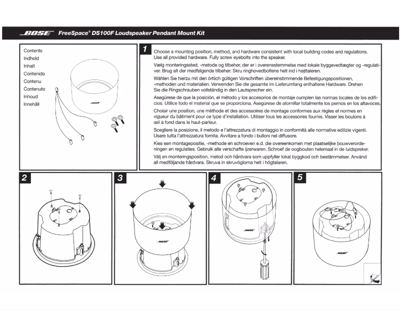 Page 1 of the manual User Manual Bose Pendant Mount Kit