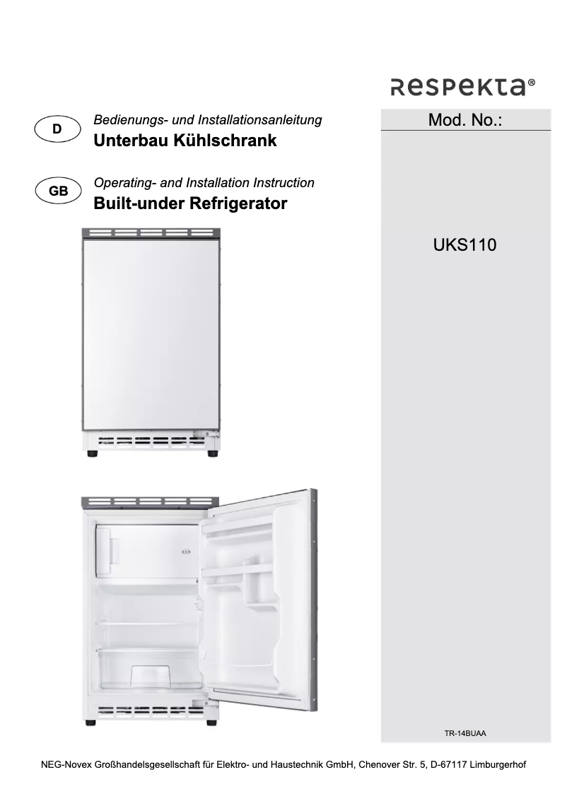 First page image of the manual for Ilian UKS110