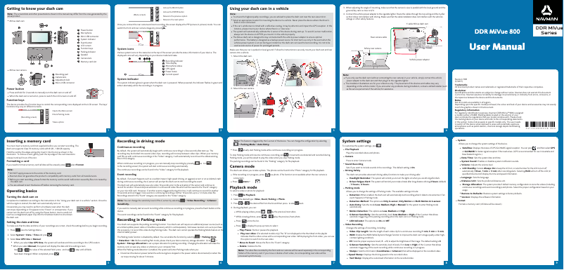Page 1 of the manual User Manual Navman MiVue 800