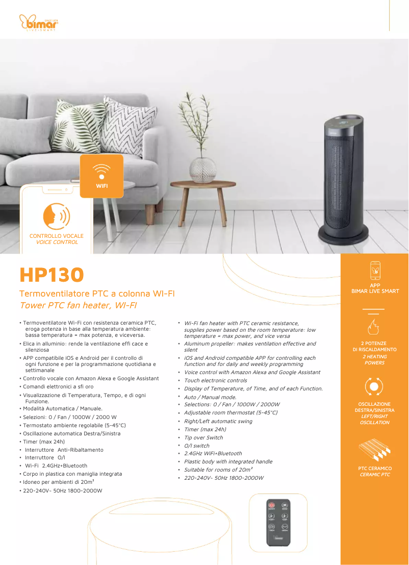 Page 1 of the manual Technical Sheet Bimar HP130