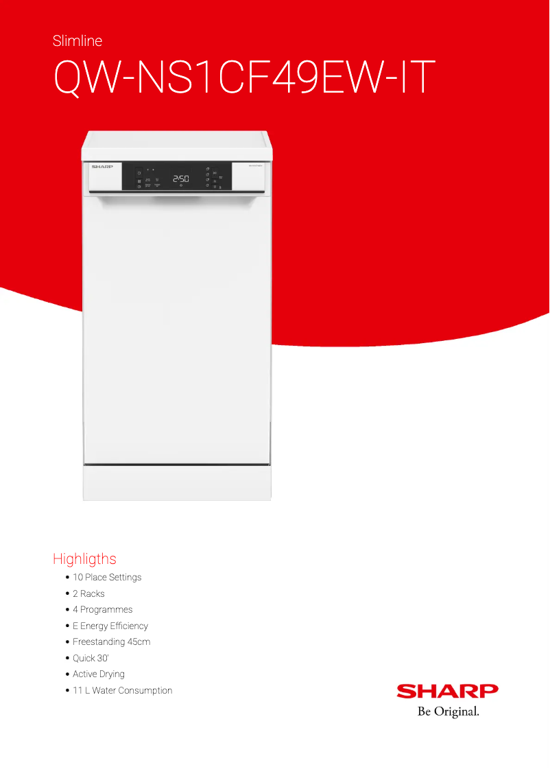 Page 1 of the manual Technical Sheet Sharp QW-NS1CF49EW-IT