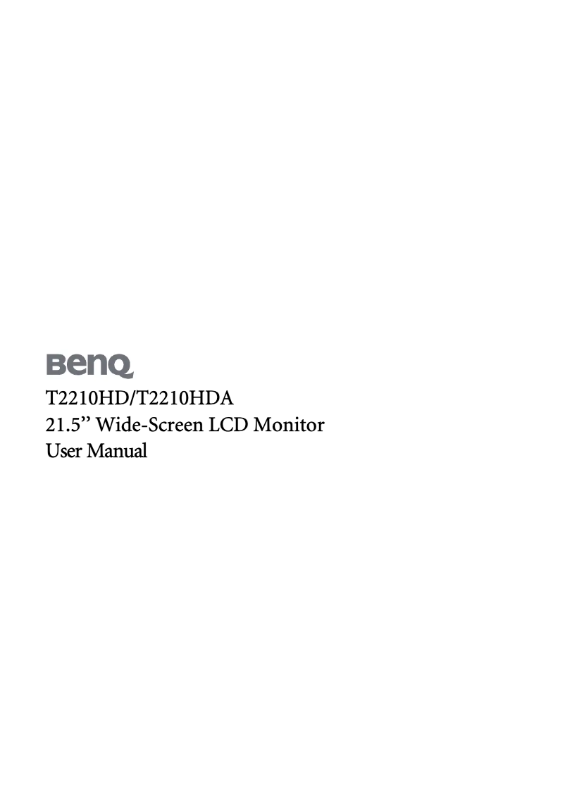 Page 1 de la notice Manuel utilisateur BenQ T2210HD