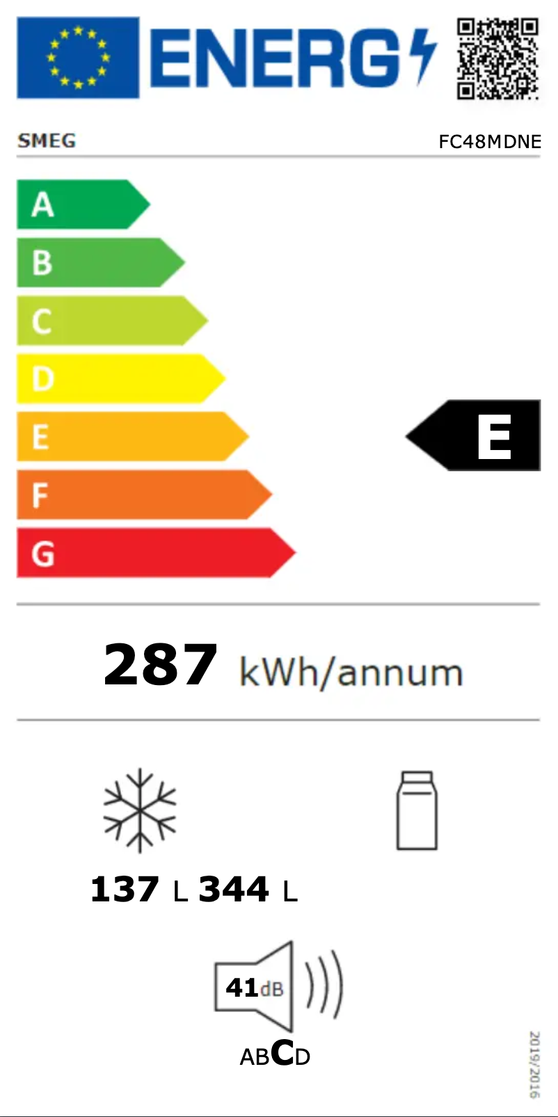Page 1 of the manual Energy Label Smeg FC48MDNE