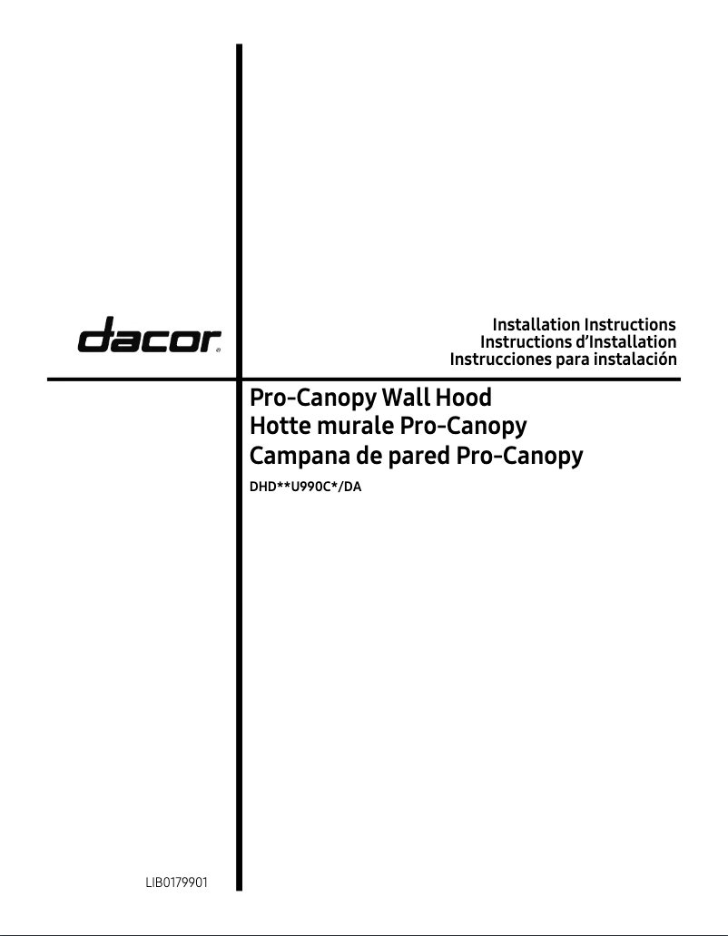 Page 1 of the manual Installation Guide Dacor DHD36U990CM/DA